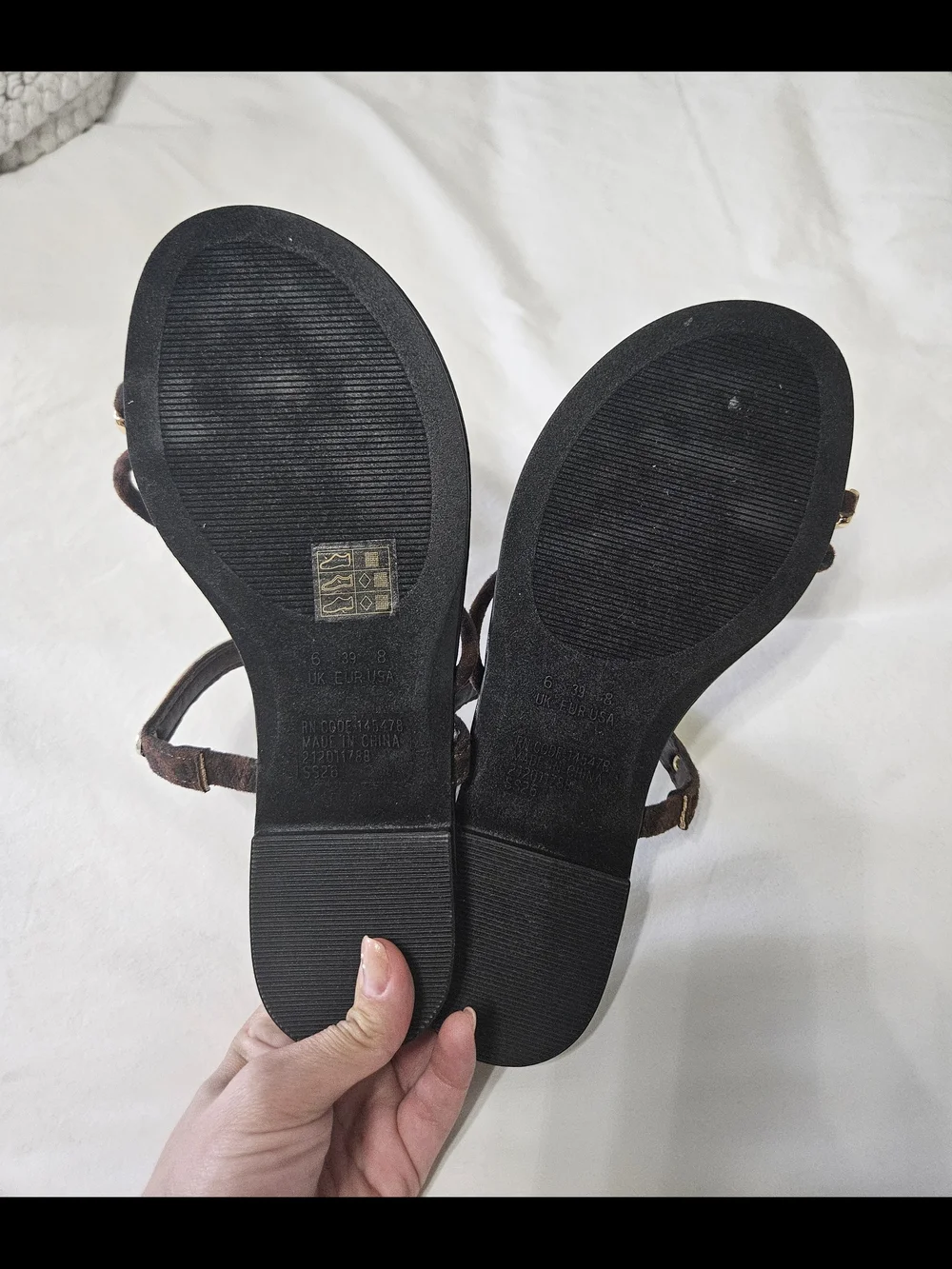 Primark Women's Black & Brown Gold-Accent Strappy Sandals